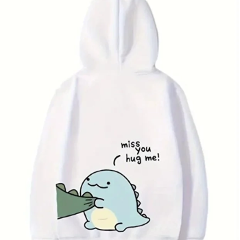 Sevgililer Günü Özel Unisex Kapüşonlu Baskılı Oversize Sweatshirt - Beyaz