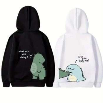 Sevgililer Günü Özel Unisex Kapüşonlu Baskılı Oversize Sweatshirt - Siyah