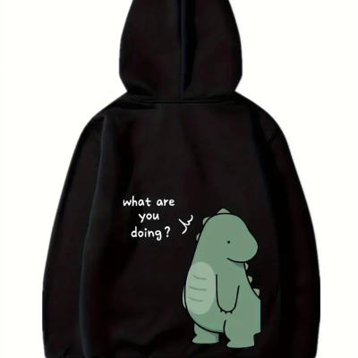 Sevgililer Günü Özel Unisex Kapüşonlu Baskılı Oversize Sweatshirt - Siyah