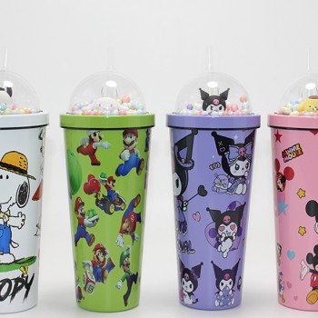 Sevimli Anime Karakterli Pipetli Termos & Suluk