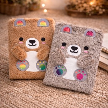 Sevimli Ayıcık Peluş Çizgili Defter