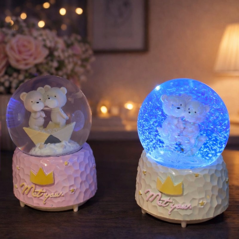 Sevimli Ayıcık Tasarımlı Otomatik Büyük Kar Küresi