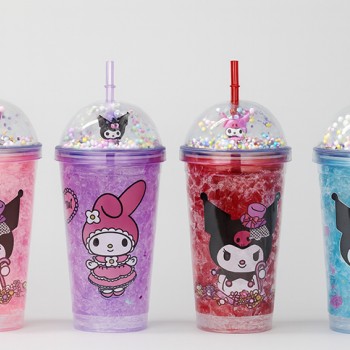 Sevimli Kuromi Pipetli Işıklı Boncuklu Suluk Bardak 400 ml