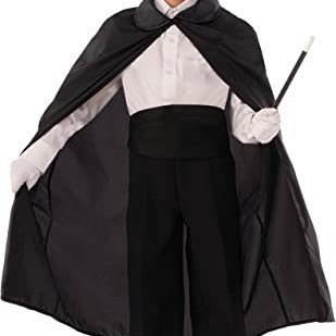 Sihirbaz Pelerini ve Sihirbaz Şapkası Siyah Renk Çocuk Boy 