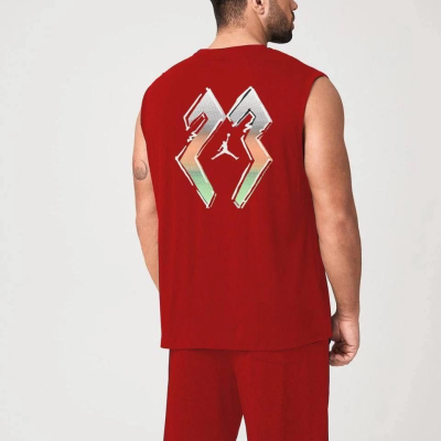 Sırt Baskılı Sıfır Kol İkili Şort Takım - Kırmızı