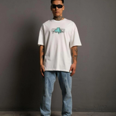 Sırt Baskılı T-shirt - Beyaz -