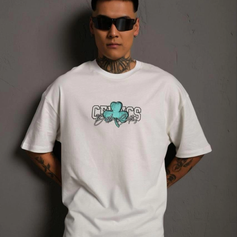 Sırt Baskılı T-shirt - Beyaz -