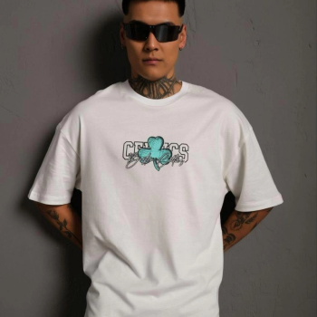 Sırt Baskılı T-shirt - Beyaz -