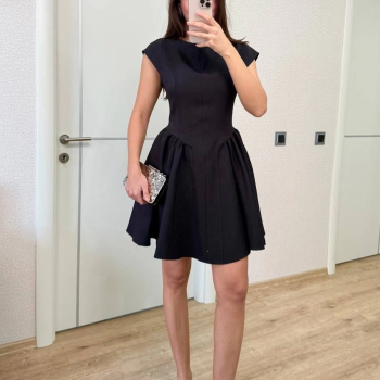 Sırt dekolteli Çan Detaylı Mini Elbise - Siyah -