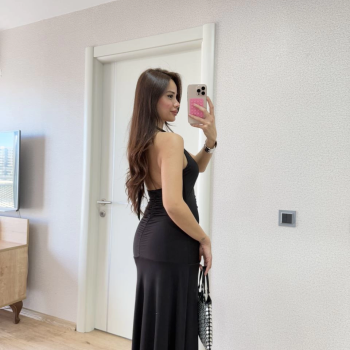 Sırt dekolteli Uzun Elbise - Siyah -