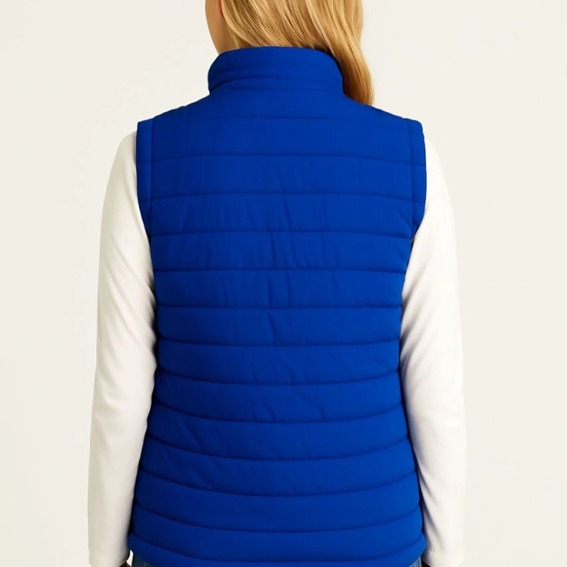 Şişme Fermuarlı Yelek Su itici Kapitone Astarlı Kumaş Cepli Hafif Kışlık Spor Rahat Kalıp - Saks Mavisi