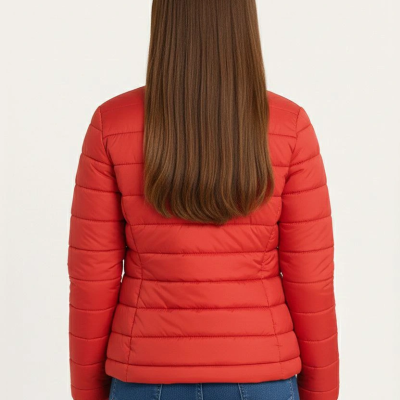 Şişme Mont Hafif ve Sıcak Tutucu Kışlık Fermuarlı Su İtici Rahat Günlük Mont Kapüşonuz Modern Tasarım - Kırmızı