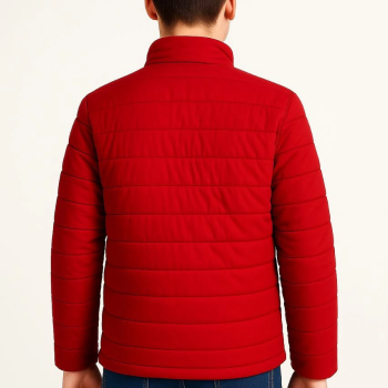 Şişme Mont Hafif ve Sıcak Tutucu Kışlık Fermuarlı Su İtici Rahat Günlük Mont Kapüşonuz Modern Tasarım - Kırmızı