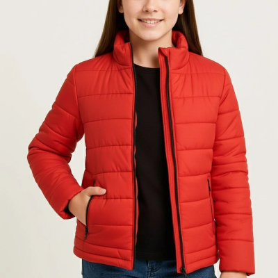 Şişme Mont Hafif ve Sıcak Tutucu Kışlık Fermuarlı Su İtici Rahat Günlük Mont Kapüşonuz Modern Tasarım - Kırmızı