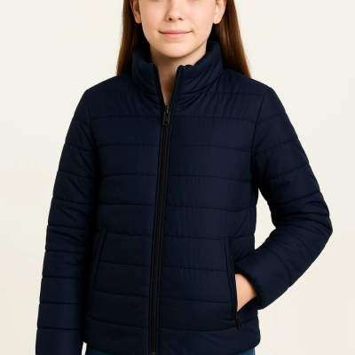 Şişme Mont Hafif ve Sıcak Tutucu Kışlık Fermuarlı Su İtici Rahat Günlük Mont Kapüşonuz Modern Tasarım - Lacivert