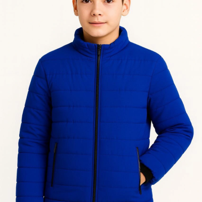 Şişme Mont Hafif ve Sıcak Tutucu Kışlık Fermuarlı Su İtici Rahat Günlük Mont Kapüşonuz Modern Tasarım - Saks Mavisi