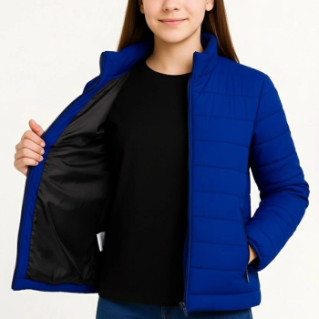 Şişme Mont Hafif ve Sıcak Tutucu Kışlık Fermuarlı Su İtici Rahat Günlük Mont Kapüşonuz Modern Tasarım - Saks Mavisi