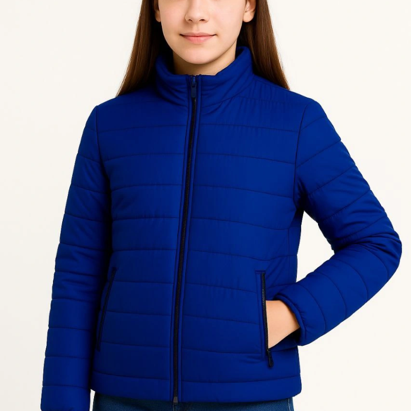 Şişme Mont Hafif ve Sıcak Tutucu Kışlık Fermuarlı Su İtici Rahat Günlük Mont Kapüşonuz Modern Tasarım - Saks Mavisi