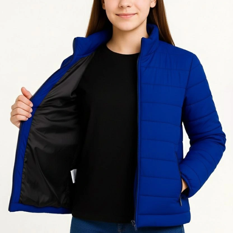 Şişme Mont Hafif ve Sıcak Tutucu Kışlık Fermuarlı Su İtici Rahat Günlük Mont Kapüşonuz Modern Tasarım - Saks Mavisi