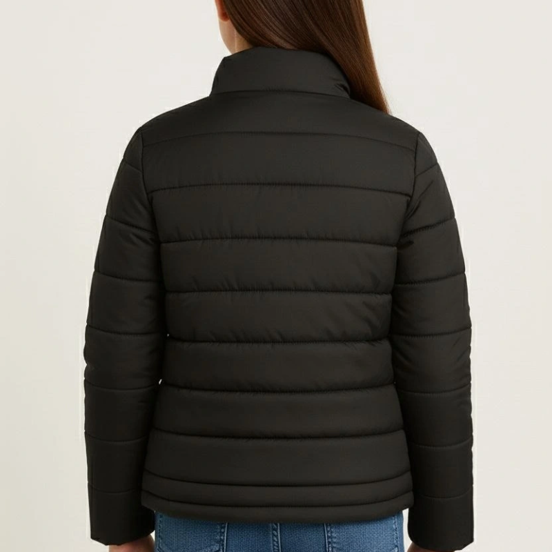 Şişme Mont Hafif ve Sıcak Tutucu Kışlık Fermuarlı Su İtici Rahat Günlük Mont Kapüşonuz Modern Tasarım - Siyah