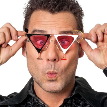 Siyah Beyaz Renk Martini Tasarımlı Parti Gözlüğü