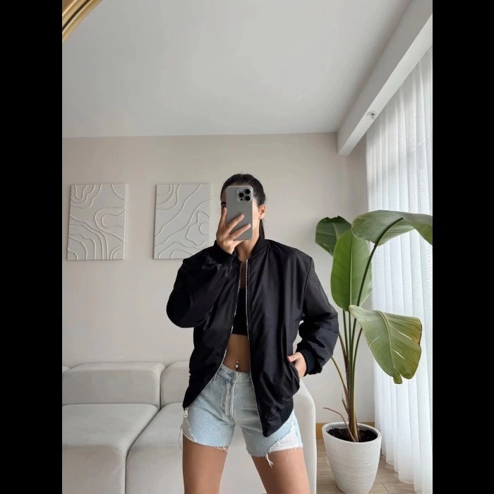 Siyah Bomber Mont  Siyah -