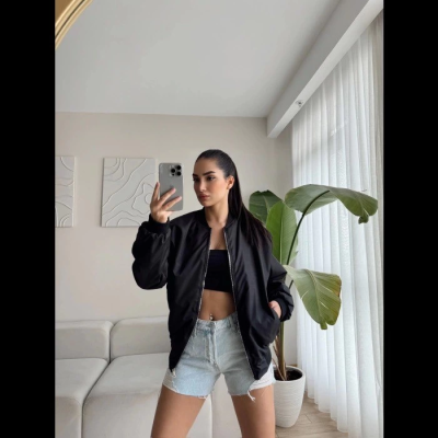 Siyah Bomber Mont  Siyah -