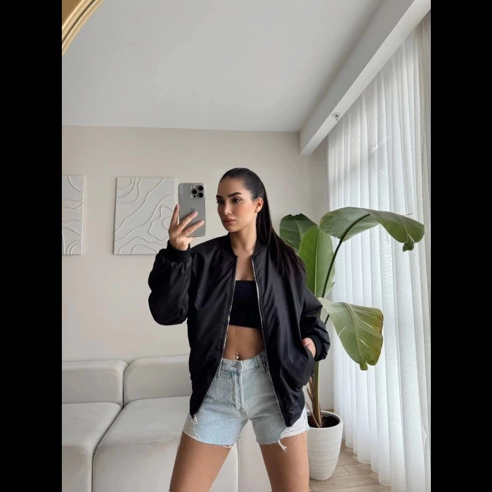 Siyah Bomber Mont  Siyah -