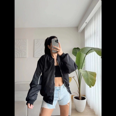 Siyah Bomber Mont - Siyah -