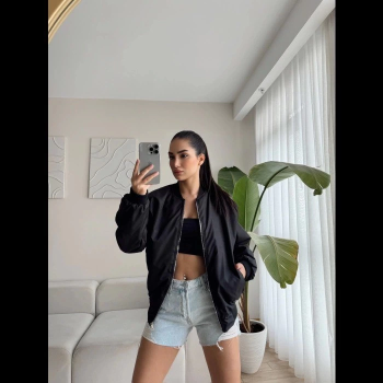 Siyah Bomber Mont - Siyah -