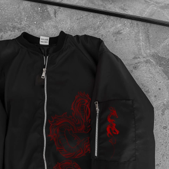Siyah Bomber Mont – Kırmızı -