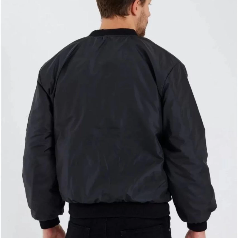 Siyah Bomber Mont – POLIZEI Yazılı, Siyah -