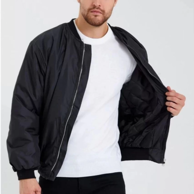 Siyah Bomber Mont – POLIZEI Yazılı, Siyah -