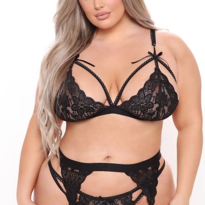 Siyah Dantelli Büyük Beden Jartiyer Takımı TM1296