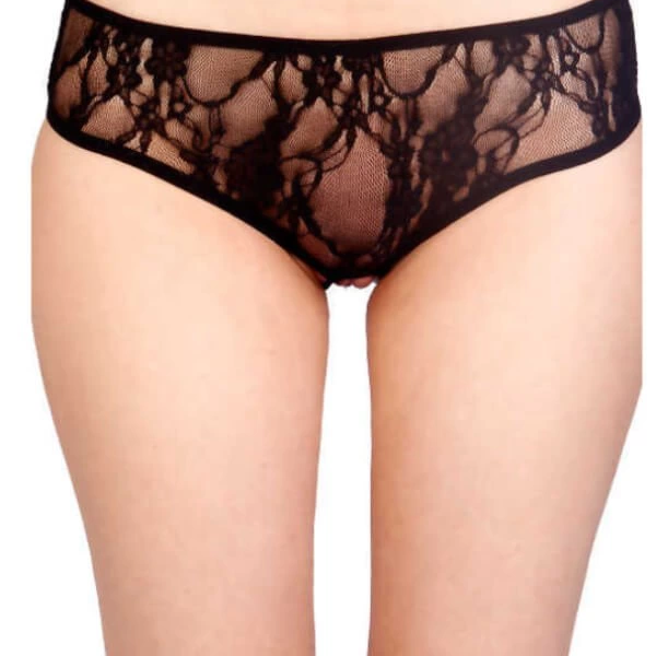 Siyah Dantelli Özel Bölgeleri Açık Fantazi Külot TM1158
