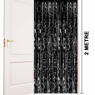 Siyah Ekstra Metalize Parlak Saçaklı Arka Fon Perde