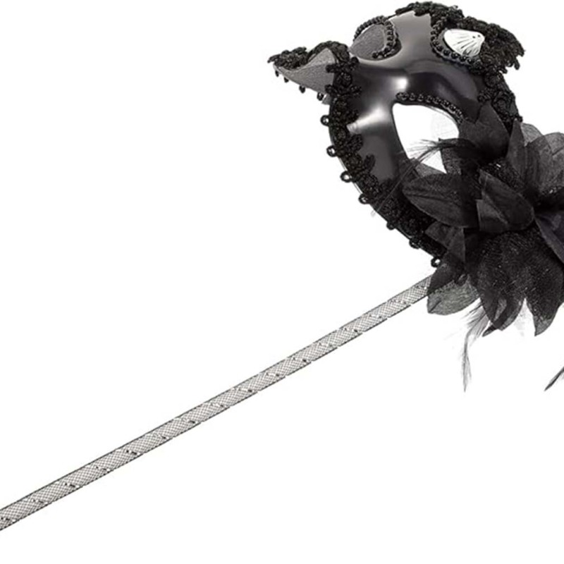 Siyah Işıltılı Tutmalı Fotoğraf Çekimi Maskesi