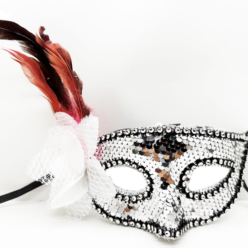 Siyah Kadife Rengarenk Pullu Maske