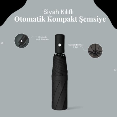 Siyah Kılıflı Otomatik Kompakt Şemsiye 