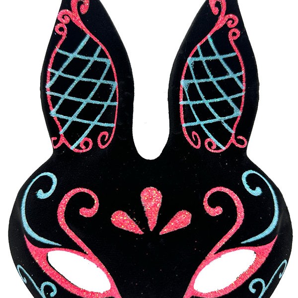 Siyah Mavi Kırmızı Tavşan Maskesi