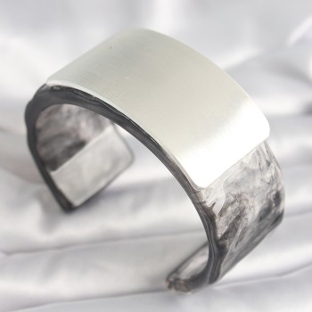 Siyah Mermer Desen Akrilik Plastik Dikdörtgen Plaka Model Vintage Kadın Bilezik