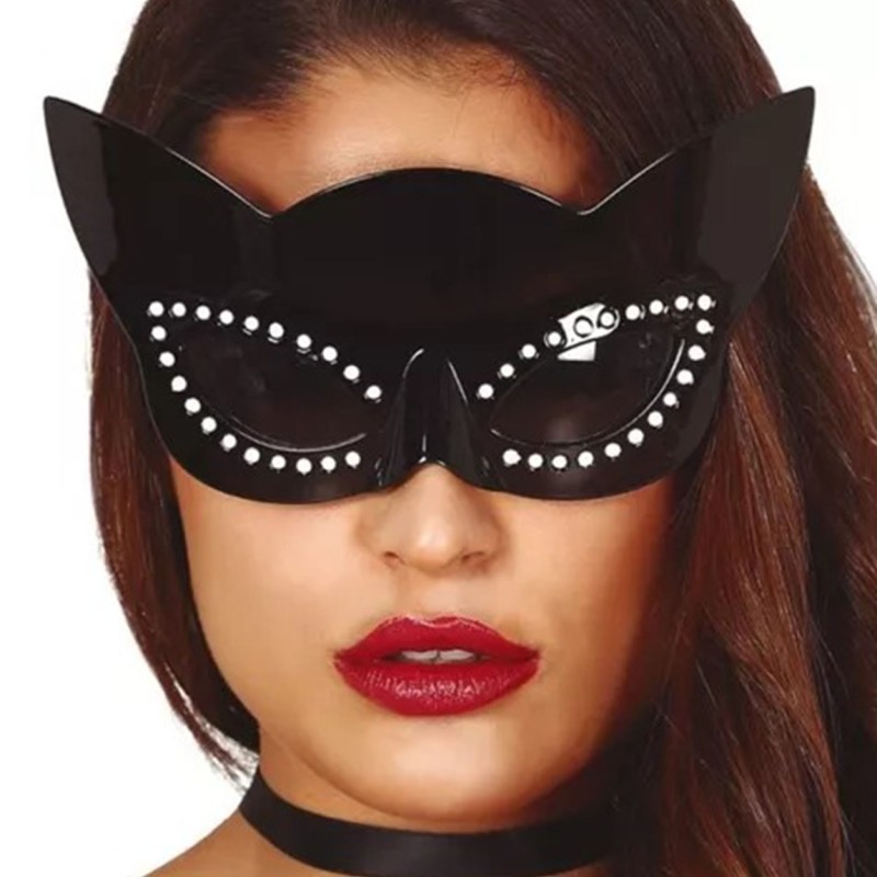 Siyah Renk Siyah Camlı Kedi Şekilli Parti Gözlüğü