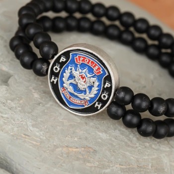 Siyah Renk Çift Sıra Oniks Doğal Taş PÖH Tasarımlı Erkek Bileklik