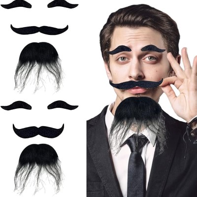 Siyah Renk Kendinden Yapışkanlı Takma Sakal Bıyık ve Kaş Seti 