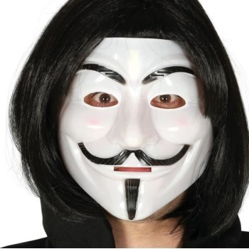 Siyah Renk Kısa Saç ve V For Vendetta Maskesi Siyah Renk Kısa Saç ve V For Vendetta Maskesi
