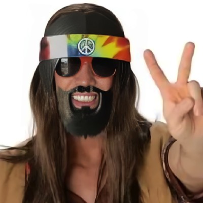 Siyah Saçlı Bandana Hippi Parti Gözlüğü