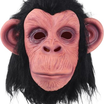 Siyah Saçlı Lateks Şempanze Maskesi 