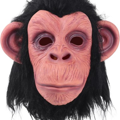 Siyah Saçlı Lateks Şempanze Maskesi 