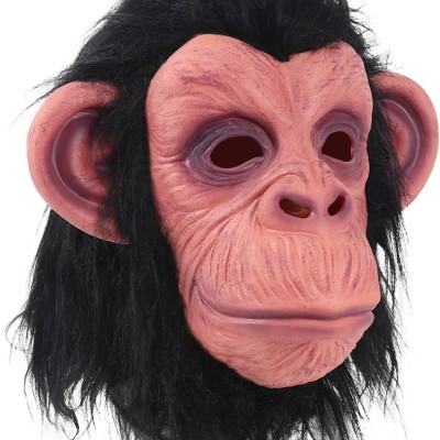 Siyah Saçlı Lateks Şempanze Maskesi 