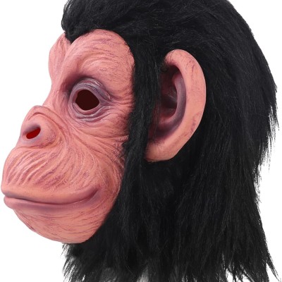 Siyah Saçlı Lateks Şempanze Maskesi 
